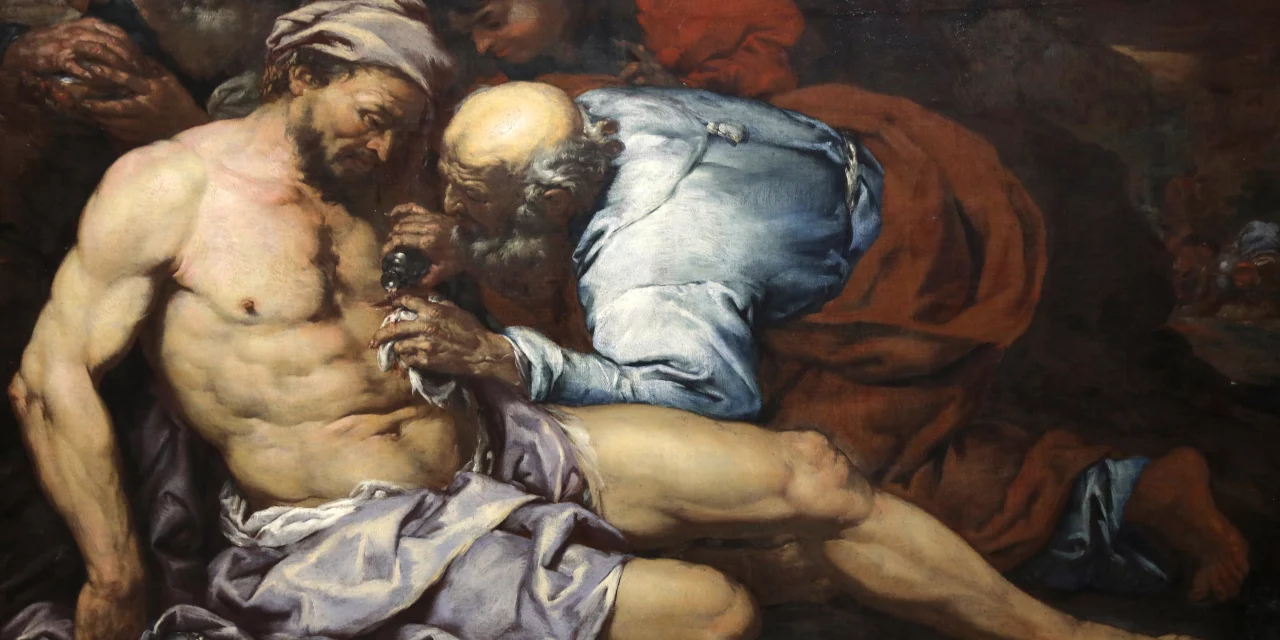 Le bon Samaritain de Giovanni Battista Langetti (vers 1660). Musée des Beaux-Arts, Lyon.